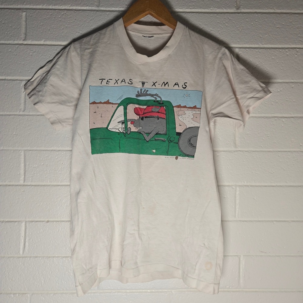 Vtg 1987 Texas Xmas Armadillo Truck Kimball Concepts TShirt‎ Single Stitch M